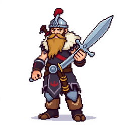 A Pokémon trainer sprite designed in 5th generation graphics style, inspired by Norse Vikings