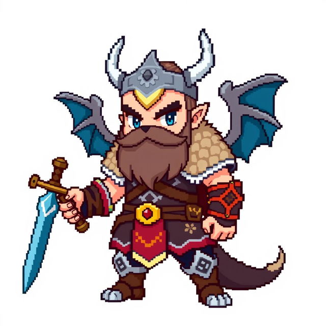 A Pokémon trainer sprite designed in 5th generation graphics, resembling a Norse Viking