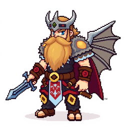 A Pokémon trainer sprite designed in 5th generation graphics, resembling a Norse Viking