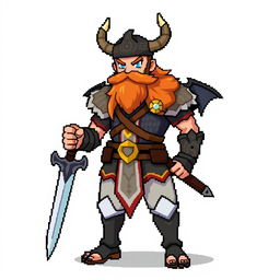 A Pokémon trainer sprite designed in 5th generation graphics, resembling a Norse Viking