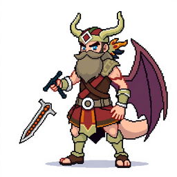 A full-body sprite of a Pokemon trainer designed in the style of 5th generation graphics, inspired by Norse Vikings