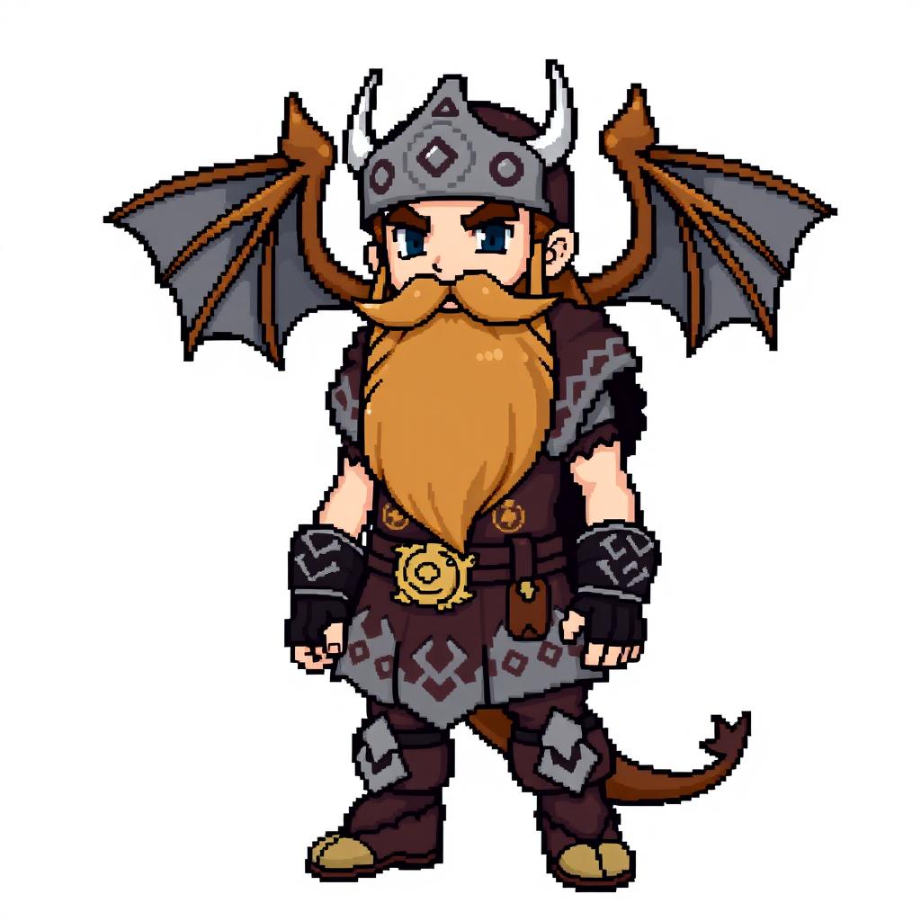 A full-body pixel sprite of a Pokemon trainer inspired by Norse Vikings, designed in 5th generation graphics style suitable for Pokemon Essentials