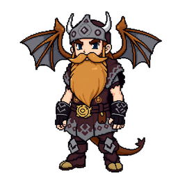 A full-body pixel sprite of a Pokemon trainer inspired by Norse Vikings, designed in 5th generation graphics style suitable for Pokemon Essentials