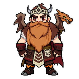 A full-body pixel sprite of a Pokemon trainer inspired by Norse Vikings, designed in 5th generation graphics style suitable for Pokemon Essentials