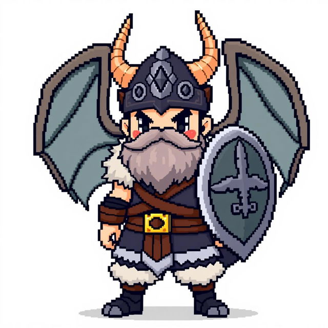 A full-body sprite of a Pokemon trainer inspired by Norse Vikings, designed in 5th generation pixel art style for Pokemon Essentials