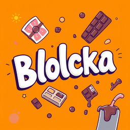 A vibrant illustration featuring the word "Blocka" in large, playful, and elegant white letters, designed with a funny and whimsical font