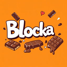 A vibrant illustration featuring the word "Blocka" in large, playful, and elegant white letters, designed with a funny and whimsical font
