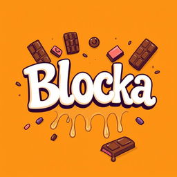 A vibrant illustration featuring the word "Blocka" in large, playful, and elegant white letters, designed with a funny and whimsical font