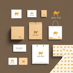A complete visual identity design for an online store selling V60 coffee preparation tools, inspired by camels and desert nature