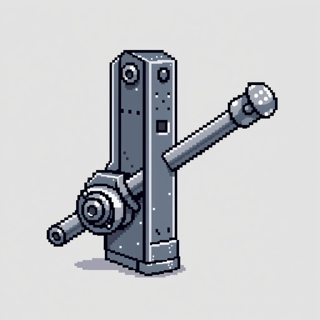 Pixel art depicting a detailed lever, designed in a classic 8-bit style