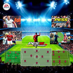 A colorful and dynamic composition of various football games popular among players and fans
