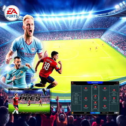 A colorful and dynamic composition of various football games popular among players and fans