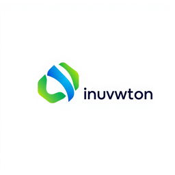 A modern logo design featuring an abstract geometric shape that symbolizes innovation and technology, with a color palette of blue and green gradients
