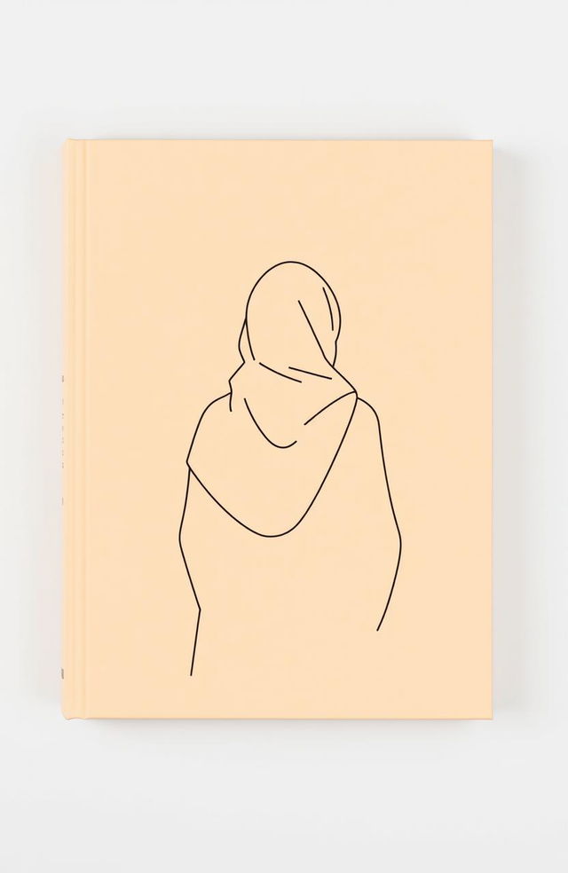 A minimalist book cover in warm beige tones, featuring a schematic outline of a woman in a hijab, shown from the back without a face