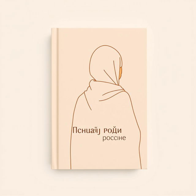 A minimalist book cover in warm beige tones, featuring a schematic outline of a woman in a hijab, depicted from the back without a face