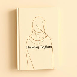 A minimalist book cover in warm beige tones, featuring a schematic outline of a woman in a hijab, depicted from the back without a face