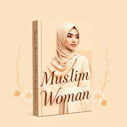 A beautifully designed book cover titled 'Muslim Woman' featuring a Muslim woman in an elegant beige hijab, exuding grace and strength