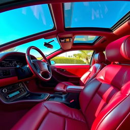 A beautifully restored interior of a 1993 Ford Probe, showcasing modern upgrades fused with classic elements