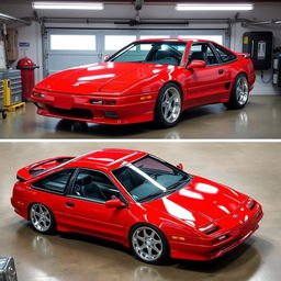 A 1993 Ford Probe restomod, featuring a modernized exterior with sleek aerodynamic lines and a vibrant, high-gloss paint finish
