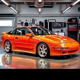 A 1993 Ford Probe restomod, featuring a modernized exterior with sleek aerodynamic lines and a vibrant, high-gloss paint finish