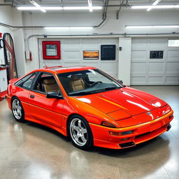 A 1993 Ford Probe restomod, featuring a modernized exterior with sleek aerodynamic lines and a vibrant, high-gloss paint finish