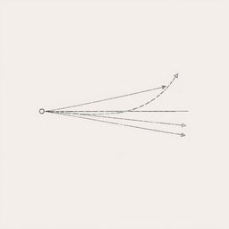 A simple drawing showing the trajectory of a positively charged particle in a uniform horizontal electric field