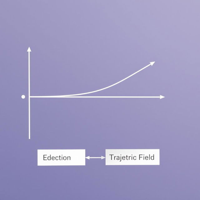 A simple drawing showing the trajectory of a positively charged particle in a uniform horizontal electric field