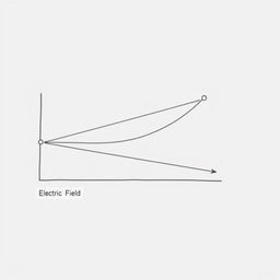 A simple drawing showing the trajectory of a positively charged particle in a uniform horizontal electric field