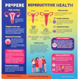 A vibrant educational poster focused on protecting reproductive health