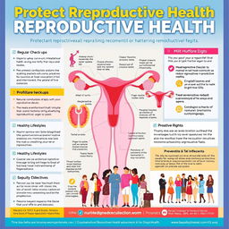 A vibrant educational poster focused on protecting reproductive health