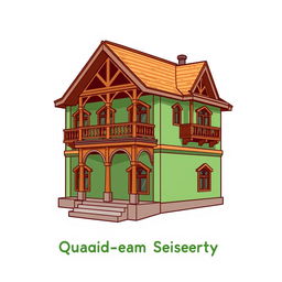 A cartoon sticker design of Quaid-e-Azam Residency in Ziarat, Pakistan, highlighted in shades of green