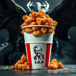A bucket of KFC-style fried chicken, featuring crispy golden pieces piled high, prominently displaying the logo and name 'GOBER 1