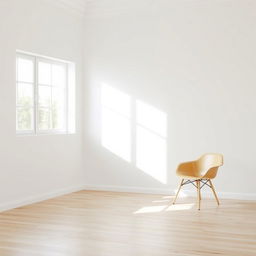 A clean and bright interior space featuring a freshly painted white wall