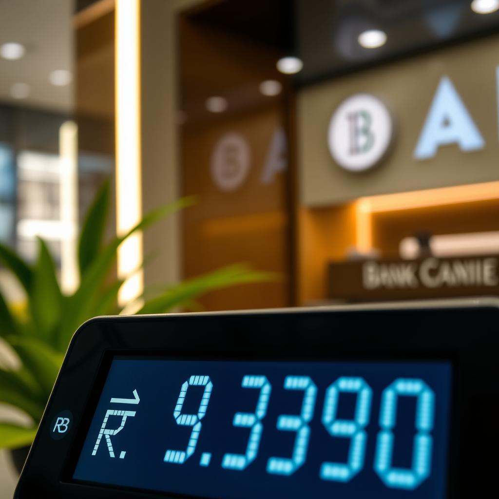 A close-up of a bank account balance display showing the amount Rs