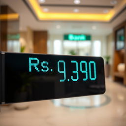 A close-up of a bank account balance display showing the amount Rs