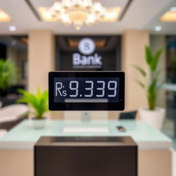 A close-up of a bank account balance display showing the amount Rs
