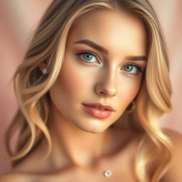 A beautiful portrait of a woman with white skin, showcasing a glowing complexion