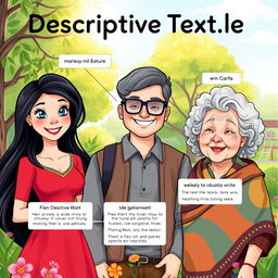 An educational illustration designed for teaching descriptive text focusing on people