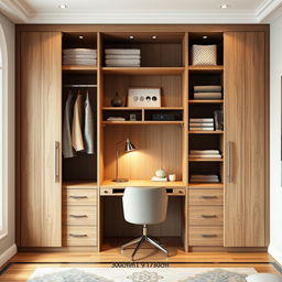 A beautifully designed wardrobe with a height of 300 cm and a width of 320 cm