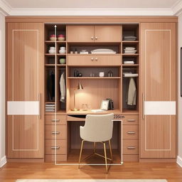 A beautifully designed wardrobe with a height of 300 cm and a width of 320 cm