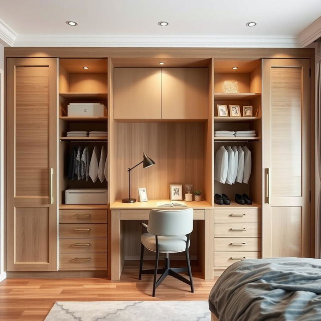 A beautifully designed wardrobe with a height of 300 cm and a width of 320 cm