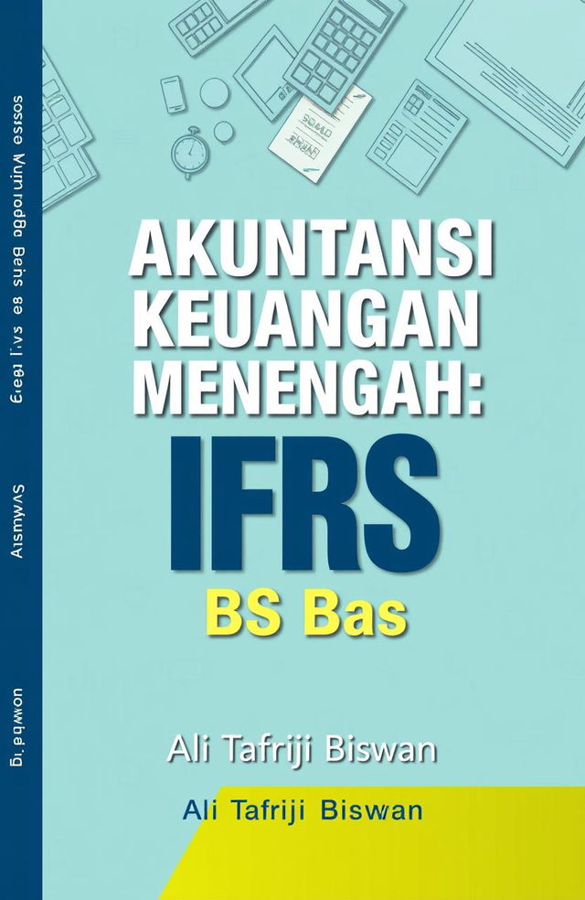 A visually appealing book cover design for 'Akuntansi Keuangan Menengah: IFRS Base', authored by Ali Tafriji Biswan