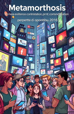 A thought-provoking illustration representing the concept of 'Metamorphosis' in media existence, contestation, and commodification