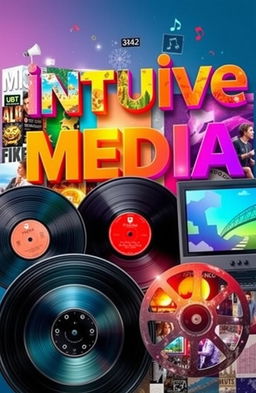 A vibrant and dynamic collage showcasing the integration of different media types including text, image, audio, and video elements