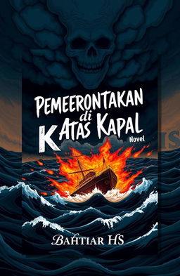 A novel book cover design for 'Pemberontakan di Atas Kapal' by Bahtiar HS