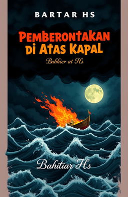 A novel book cover design for 'Pemberontakan di Atas Kapal' by Bahtiar HS