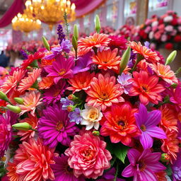 An original, high-definition image of lavish and vibrant Eid flowers in full bloom