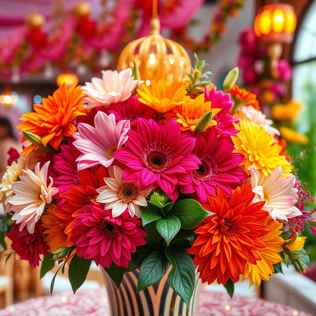 An original, high-definition image of lavish and vibrant Eid flowers in full bloom