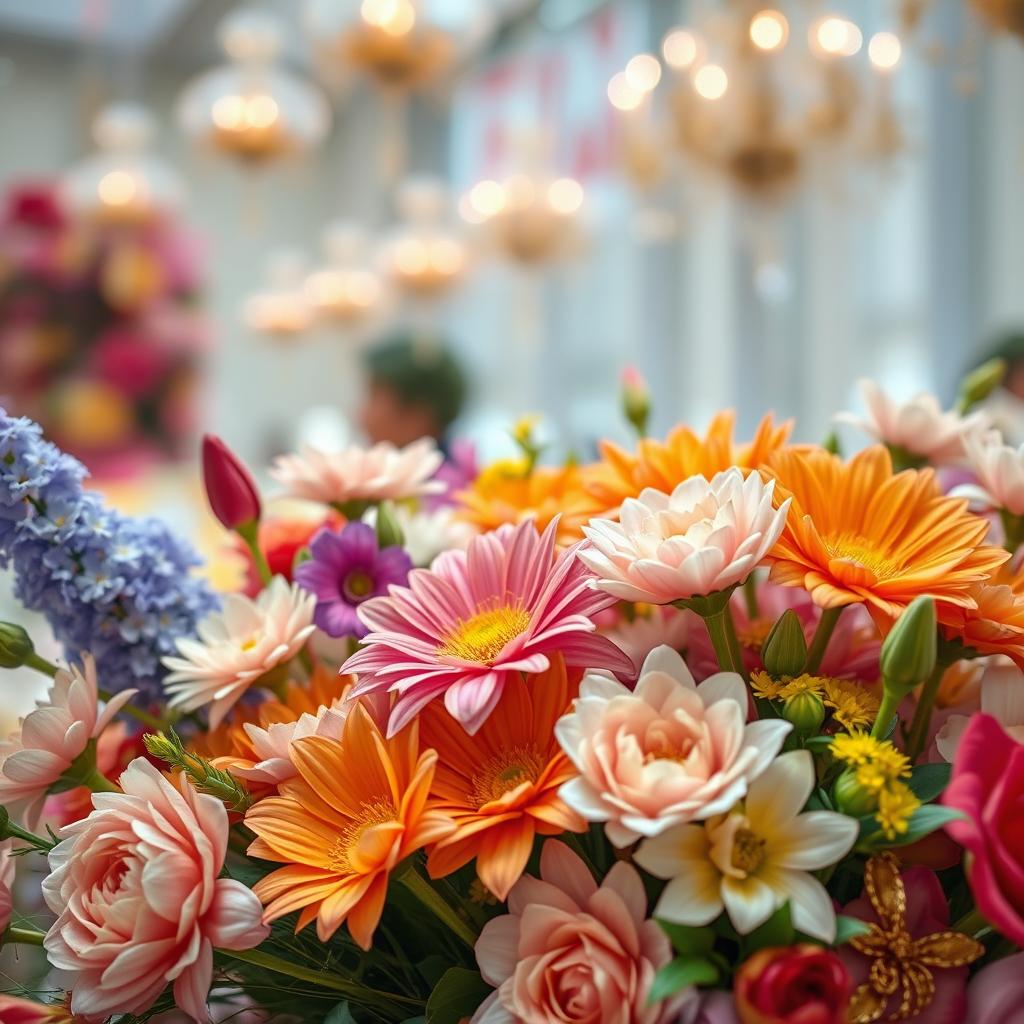 An original, high-definition image of lavish and vibrant Eid flowers in full bloom
