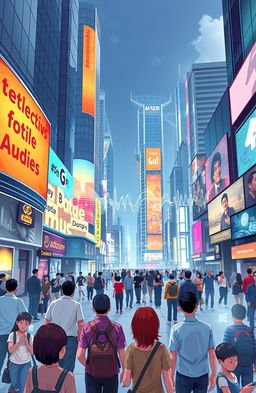 A visually compelling illustration showcasing the integration of different media forms such as text, image, audio, and video